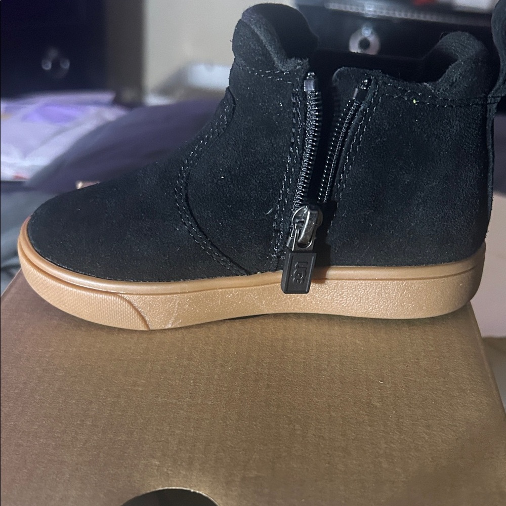 UGG Black Suede Boots with Brown Sole